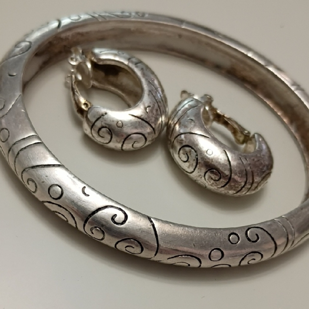 Southwestern Western Bracelet Earrings Vintage Set Clip On Quality